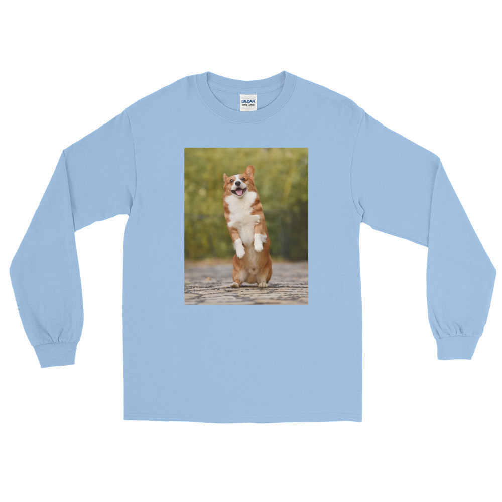 Standing-corgi メンズ長袖Tシャツ