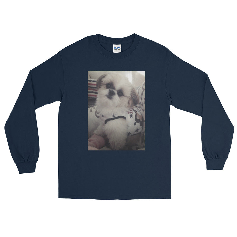マイルくん Shih-Tzu メンズ長袖Tシャツ