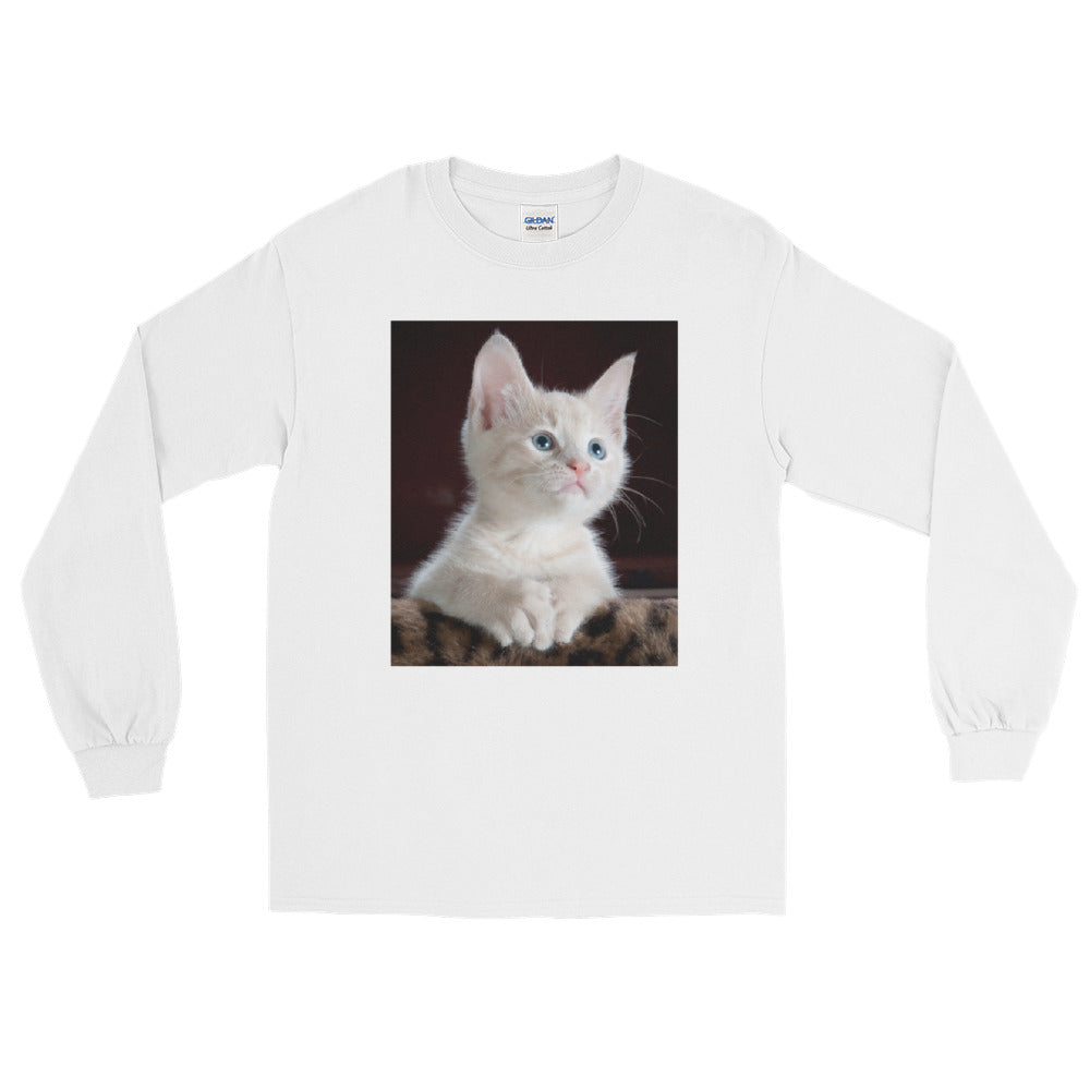 Kitten-looking-up メンズ長袖Tシャツ