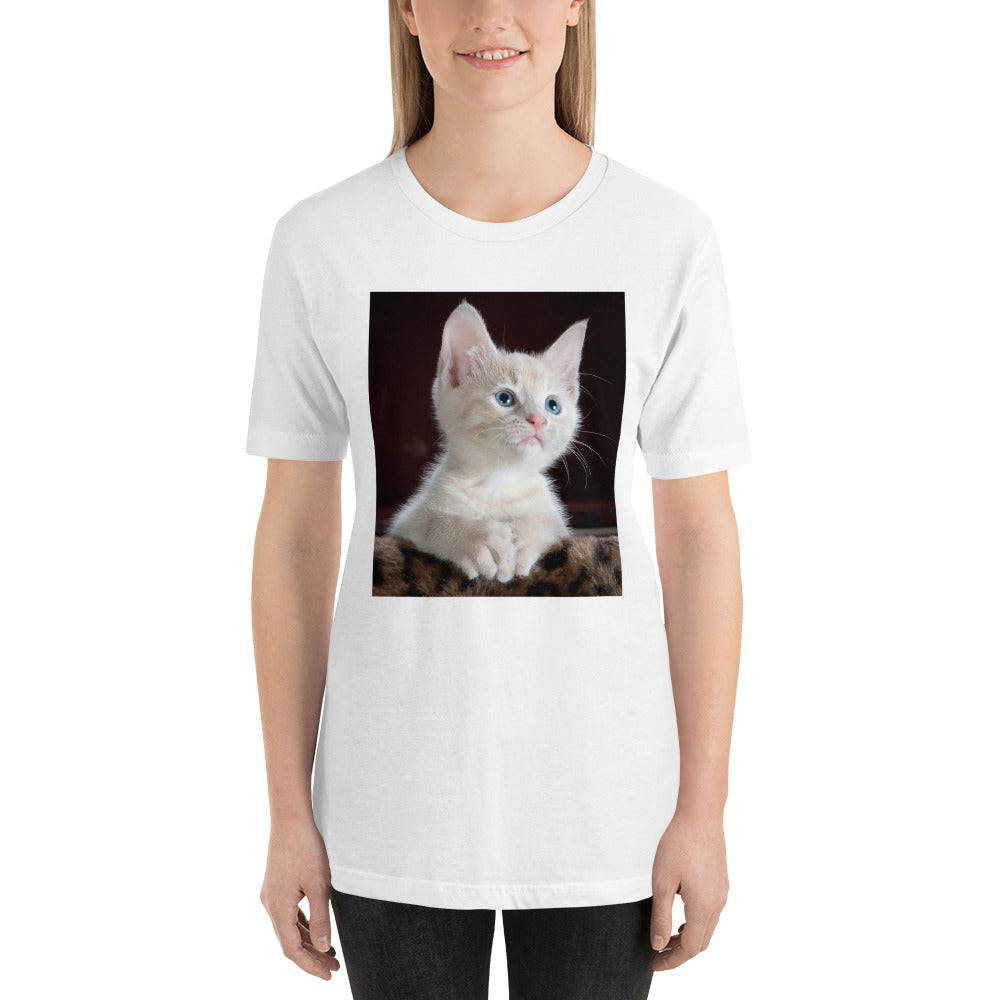 Kitten-looking-up 半袖ユニセックスTシャツ