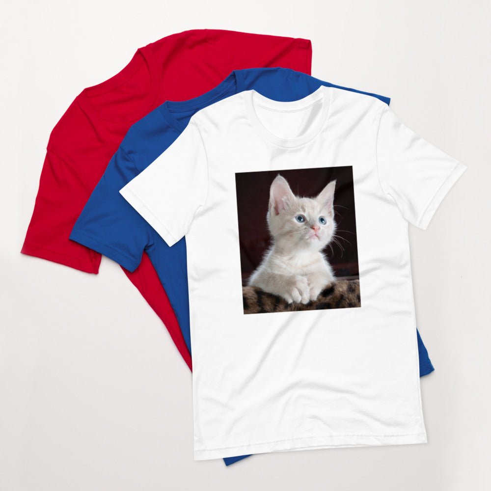 Kitten-looking-up 半袖ユニセックスTシャツ