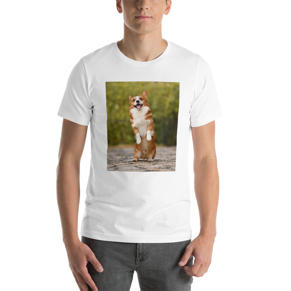 Standing-corgi 半袖ユニセックスTシャツ
