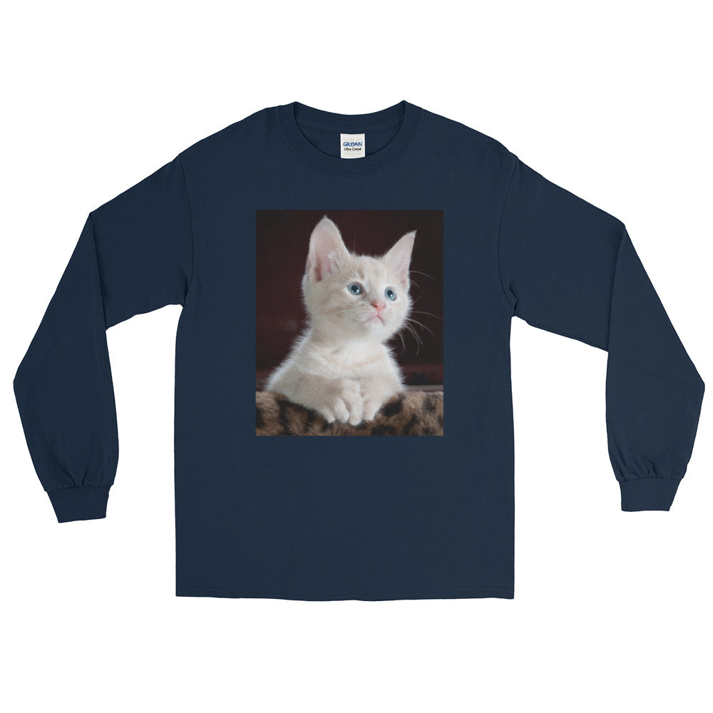 Kitten-looking-up メンズ長袖Tシャツ