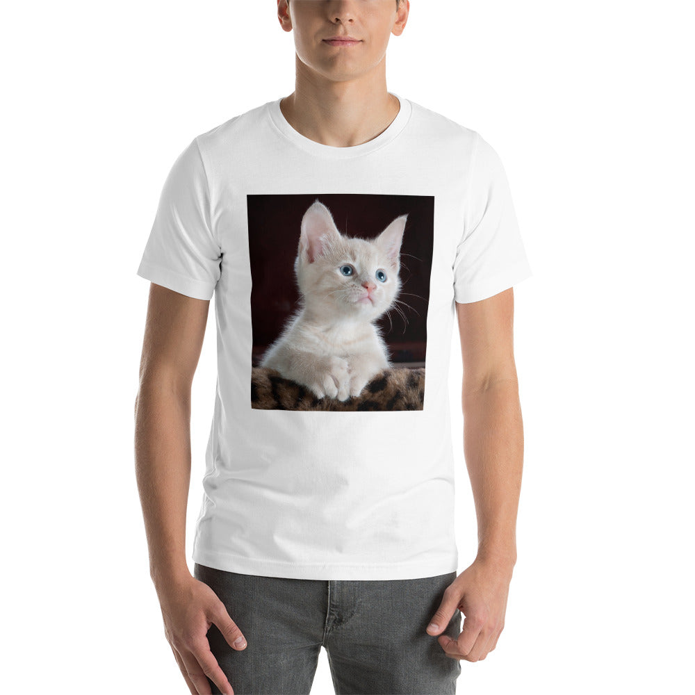 Kitten-looking-up 半袖ユニセックスTシャツ